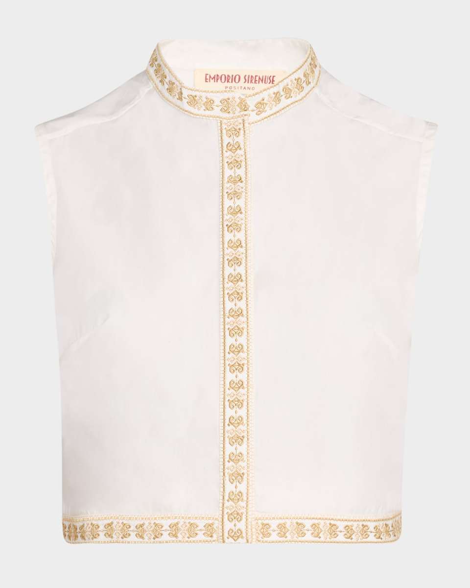 Aura Embroidered Sleeveless Crop Top